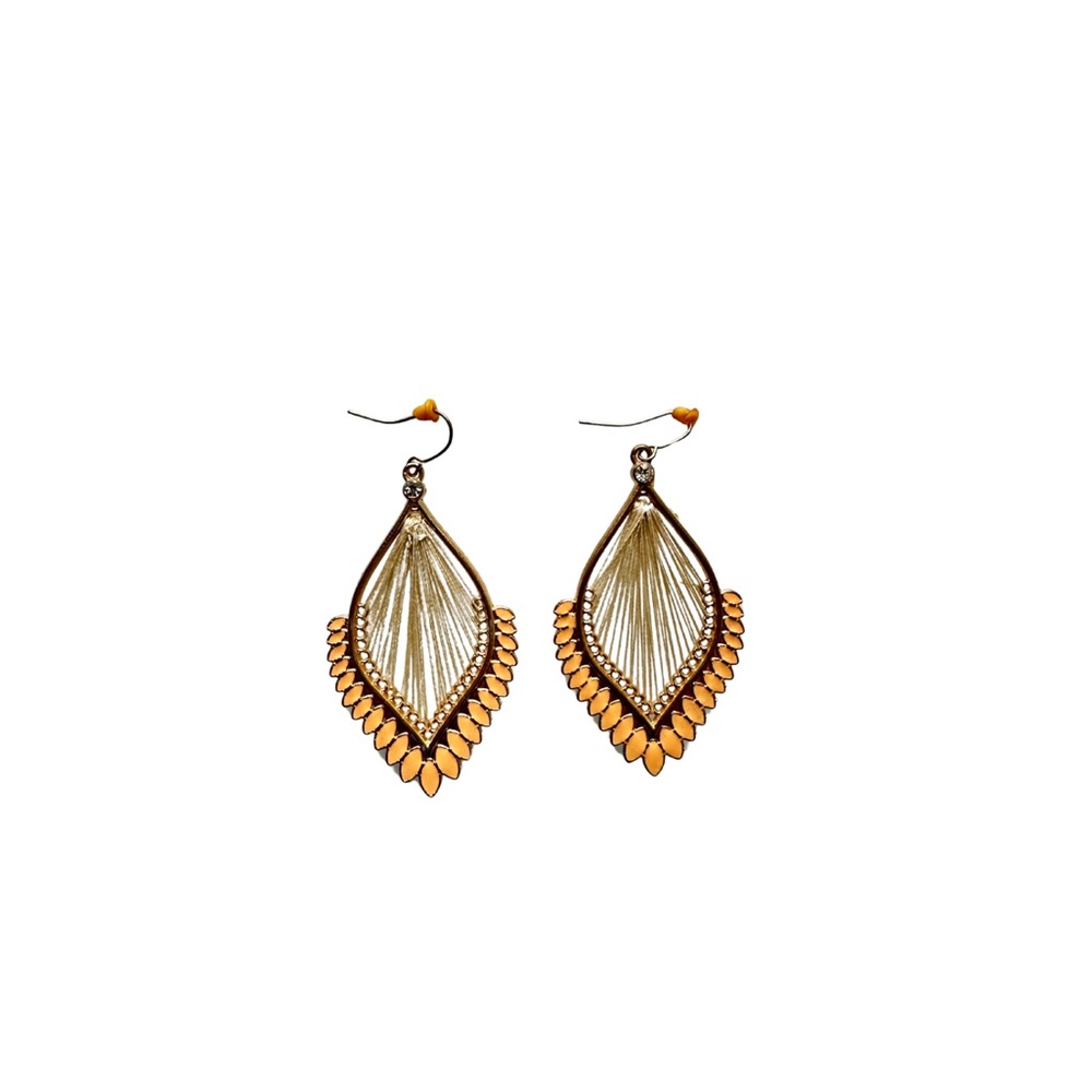 Elegant Gold and Peach Leaf Earrings